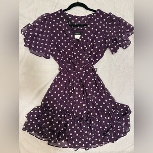 B Darlin Purple Dress with White Polka Dots